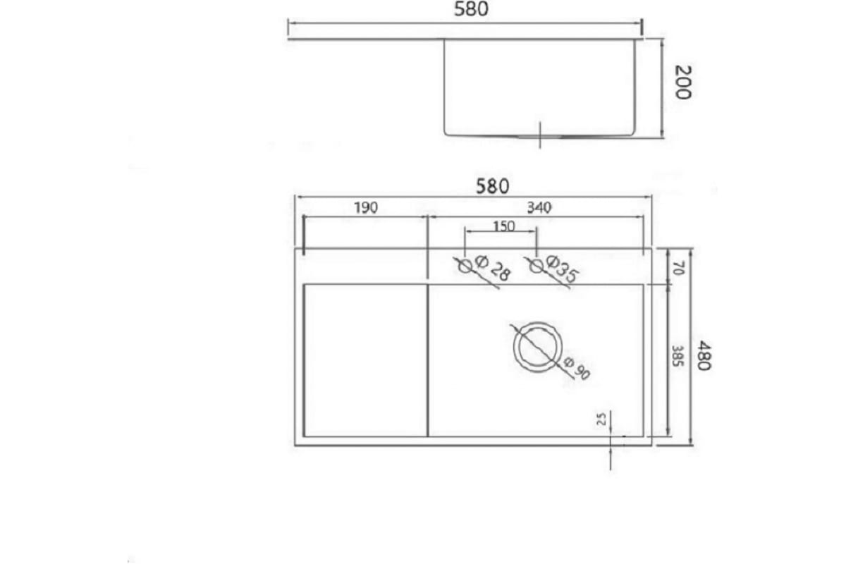 мойка Gerhans K35848B-R PVD 580*480 графит