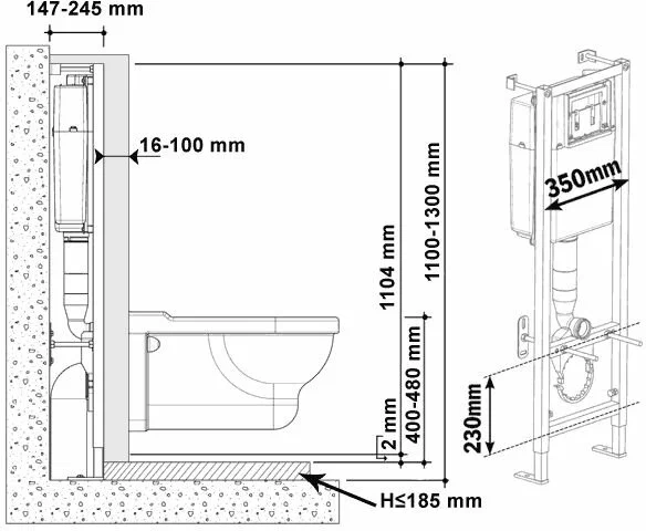 инсталляция Cersanit Delfi TPL Black кнопка хром