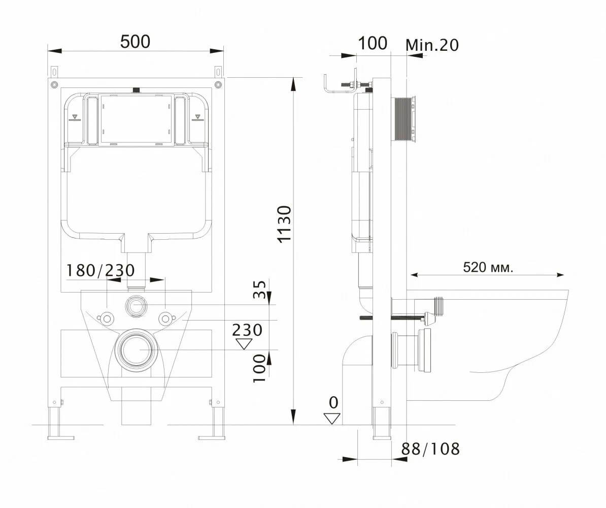инсталляция Aquatek INS0000012+KK1000 002 б/кнопки 50